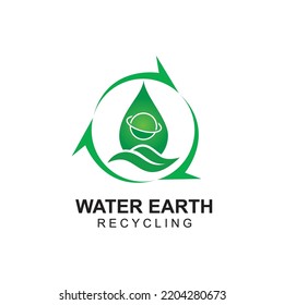 Water-Earth Recycling Logo Design Template.