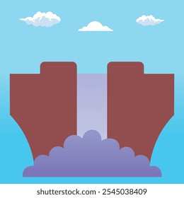 waterfall .Art and Illustrator .Clouds .blue sky .water.Nigeria Waterfall .with background 
