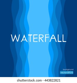 Waterfall background in artistic flat style