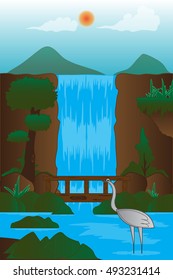 waterfall in beautiful day