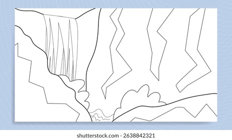 waterfall between rocks coloring page