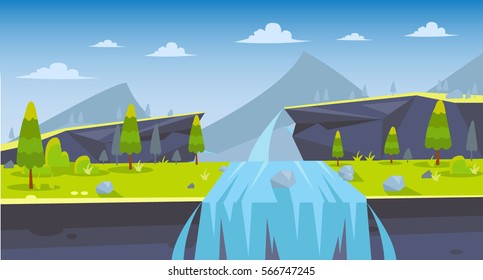 waterfall cartoon flat vector