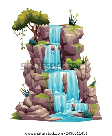 Waterfall cartoon vector illustration isolated on white background