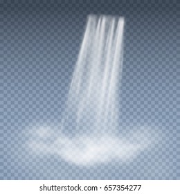 Waterfall cascade isolated on transparent background. Realistic nature waterfall. Falling stream of pure water. Vector water fall pattern for tourism, landscape design.