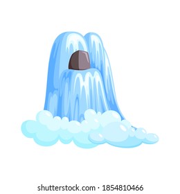 Waterfall cascade in splashing down with foam. Cascade of water isolated in white background. Vector illustration in cartoon style