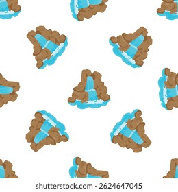 Waterfall cascading from brown rocks in seamless pattern on white background, ideal for textile, wrapping paper, wallpaper and other design projects