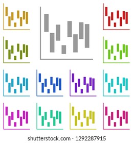 waterfall chart icon in multi color. Simple glyph, flat vector of Charts and diagrams icons for UI and UX, website or mobile application