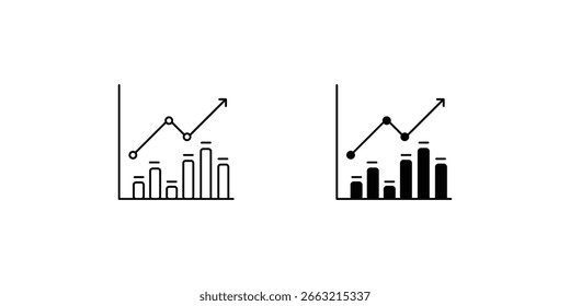 Ícone de conjunto de gráfico em cascata com ilustração de estoque de vetor de fundo branco