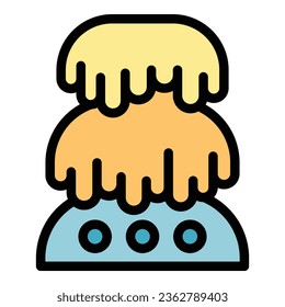 Waterfall chocolate icon outline vector. Food machine. Fondue fountain color flat