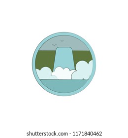 Waterfall colored in circle icon. Element of colored landscape in circle icon for mobile concept and web apps. Colored Waterfall can be used for web and mobile