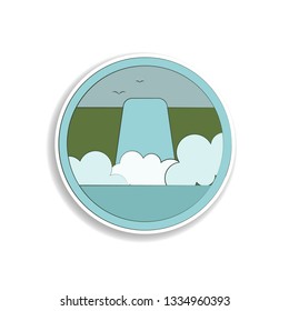 Waterfall colored in circle icon. Element of colored landscape in circle icon for mobile concept and web apps. Colored Waterfall can be used for web and mobile on white bakgorund