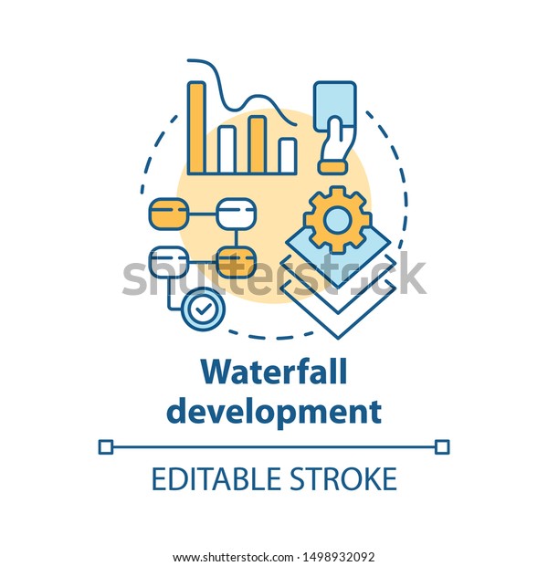 Waterfall Development Concept Icon Sequential Phases Stock Vector ...