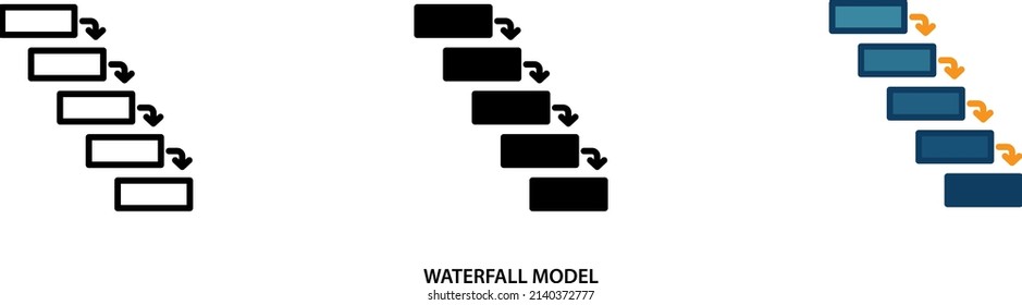 Waterfall Development Model Icon , Vector