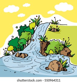waterfall doodle vector 