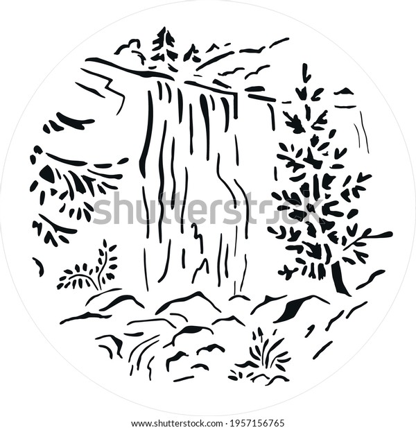 Waterfall Figure Waterfall Nature Landscape Stock Vector (Royalty Free ...