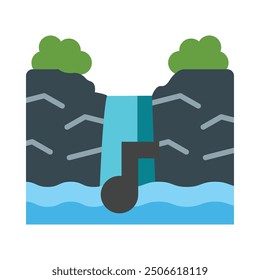 Waterfall Flat Icon Design For Personal nad Commercial Use