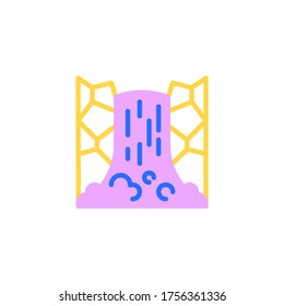 Waterfall flat icon, vector sign, cascade waterfall colorful pictogram isolated on white. Symbol, logo illustration. Flat style design