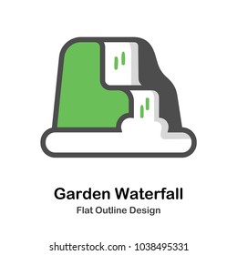 Waterfall flat outline icon