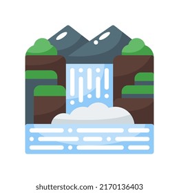 waterfall flat style icon. vector illustration for graphic design, website, app. EPS 10