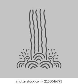 Waterfall hand drawn . Doodle water flow. Vector illustration.