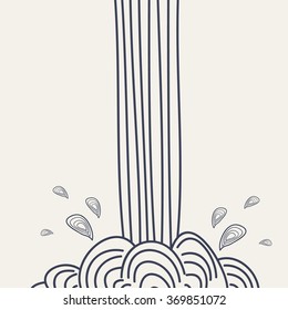 Waterfall. Hand drawn vector illustration.