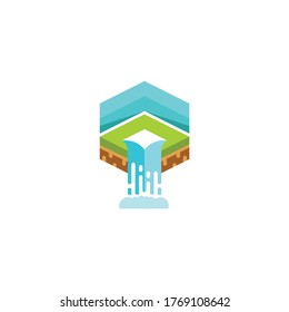 Waterfall Hexagon Colorful Creative Business Logo