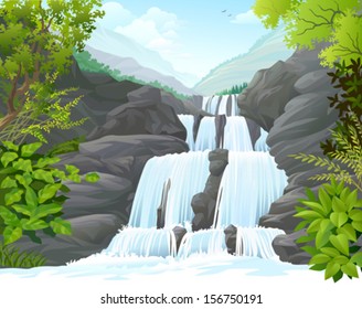 Waterfall in hills