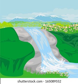 Waterfall in hills 
