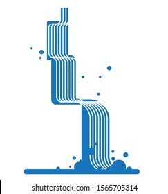 Waterfall icon. b lue line drawing. vector illustration