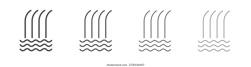 Ícone de cachoeira conceito Pictograma Linear. Ilustração de elemento simples.
