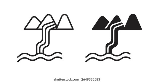 Waterfall icon Design Illustrations. editable web icons