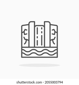 Waterfall icon. Editable Stroke and pixel perfect. Outline style. Vector illustration.