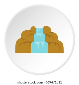 Waterfall icon in flat circle isolated on white background vector illustration for web