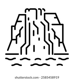 Waterfall icon in linear style 