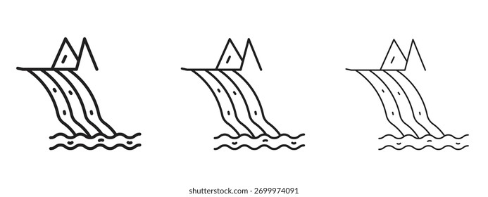 Wasserfall Symbol linear Stil Zeichen für mobiles Konzept und Web-Design.