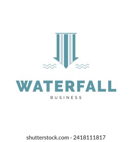 Waterfall Icon Logo Design Template