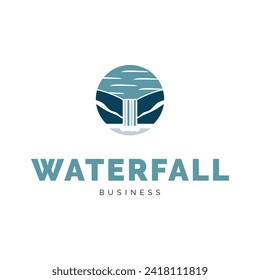 Waterfall Icon Logo Design Template