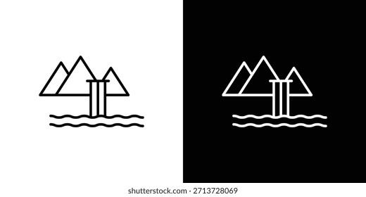 Ícone de cachoeira, sinal de vetor de contorno, design de logotipo download