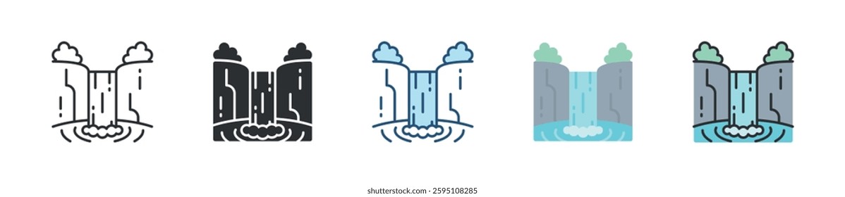 Waterfall Icon Set Multiple Style Collection