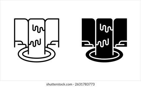 Waterfall icon set. Nature and mountain. Landscape, vector illustration on white background