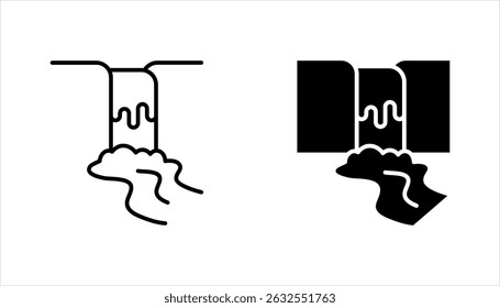Waterfall icon set. Nature and mountain. Landscape, vector illustration on white background