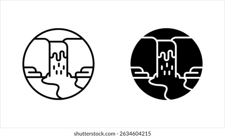 Waterfall icon set. Nature and mountain. Landscape, vector illustration on white background