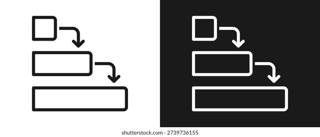 Waterfall Icon Set Outline In White And Black Background