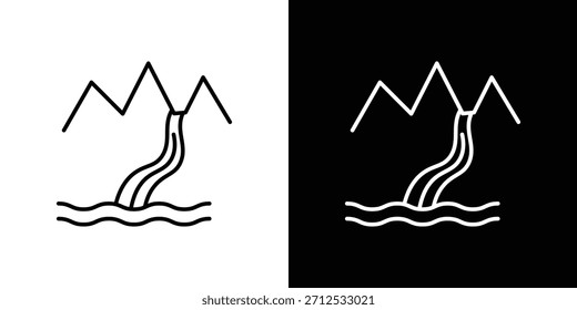 Waterfall icon. Simple flat symbol. Perfect Black outline pictogram illustration