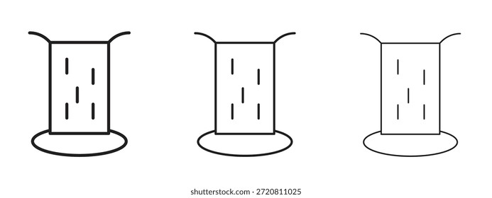 Símbolo delgado de la línea del icono de la cascada en el fondo blanco, Ilustración vectorial editable del movimiento