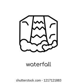Waterfall icon. Trendy modern flat linear vector Waterfall icon on white background from thin line nature collection, editable outline stroke vector illustration
