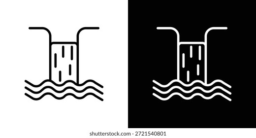 Icono de cascada en estilo lineal delgado de trazo de moda.
