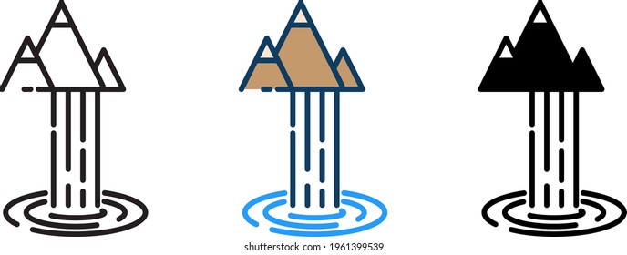 icono de cascada, ilustración vectorial