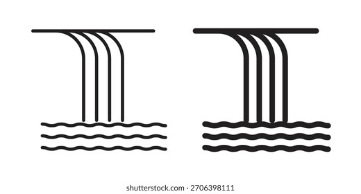 Ilustración vectorial de icono de cascada. Diseño plano. Símbolos de Vector de Diseño gráfico.