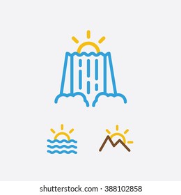 Waterfall Icon Vector Line